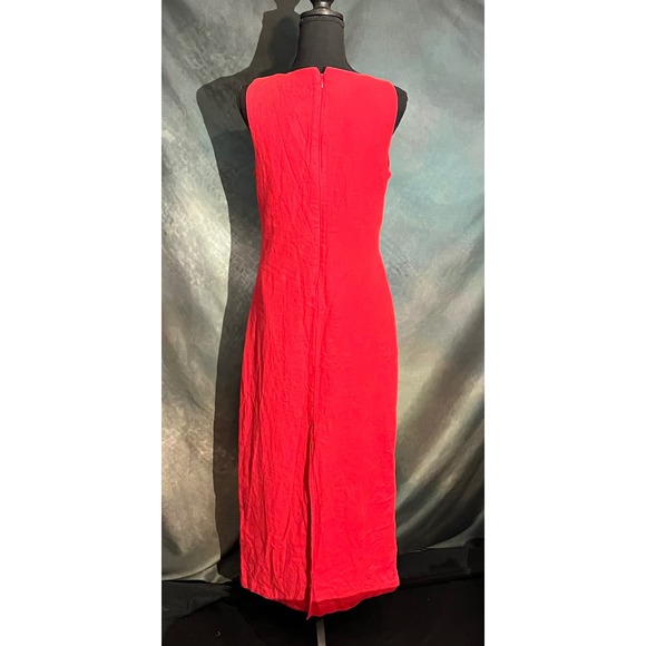Abercrombie & Fitch Red Linen Blend Maxi Dress MP Sleeveless Casual - Picture 4 of 6
